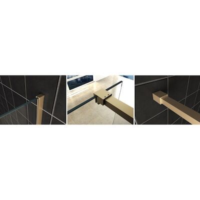 BWS Inloopdouche Pro Line Rookglas 80×200 Nano Coating Geborsteld Messing Goud Profiel en Stang