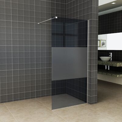 BWS Inloopdouche Pro Line Rookglas met Middenband 90×200 8mm Nano Coating Chroom Profiel en Stang