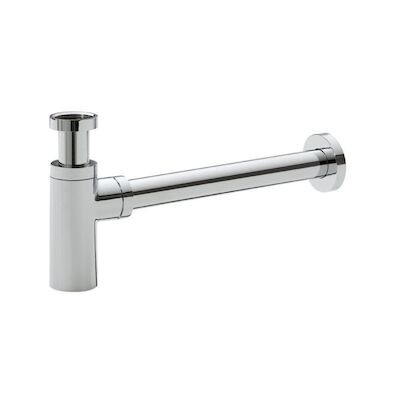 BWS Luxe Bekersifon Rond Chroom 5/4 Incl Muurbuis en Rozet