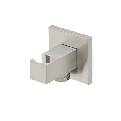 BWS Luxe Muur Doucheaansluiting, Opsteek Vierkant 1/2″ Geborsteld Staal