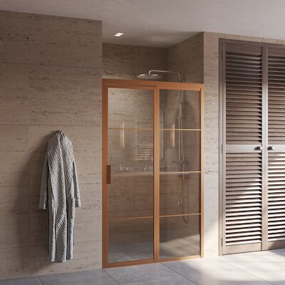 BWS Nisdeur Frame met Vast Paneel 100×200 cm 8 mm NANO Glas Geborsteld Brons Koper