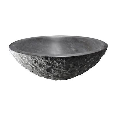 BWS Opzet Waskom Hamerslag Hardsteen Rond 42×14 cm Zwart