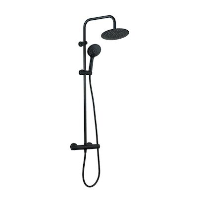 BWS Regendouche | 20cm Stortdouche met 2 standen handdouche | Zwart | Opbouw