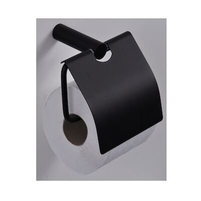 BWS Toiletrolhouder Mia Met Klep Mat Zwart