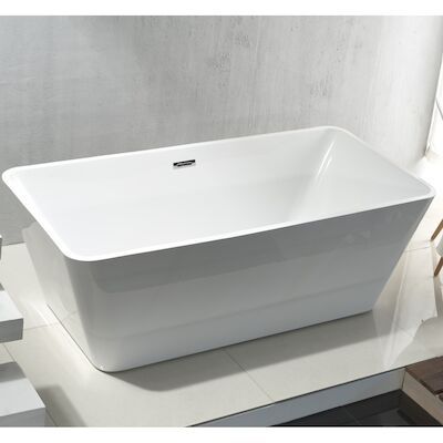 BWS Vrijstaand Ligbad | BWS Quadro | Acryl | 180x80x60cm | met waste | Hoogglans Wit