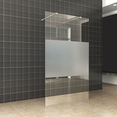 BWS Vrijstaande Inloopdouche Pro Line Middenband met Twee Stabilisatiestangen Chroom (5 varianten)