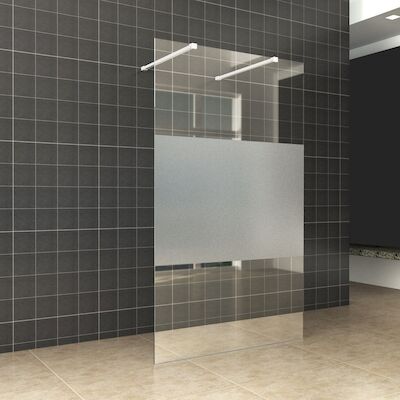 BWS Vrijstaande Inloopdouche Pro Line Middenband met Twee Stabilisatiestangen Mat Wit (5 varianten)