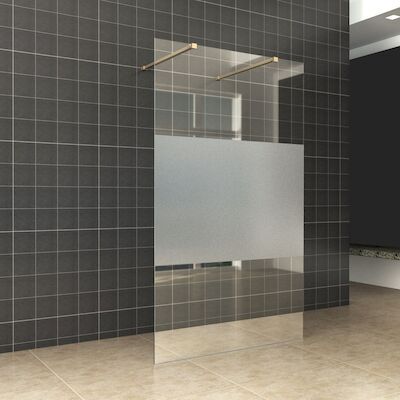 BWS Vrijstaande Inloopdouche Pro Line Middenband met Twee Stabilisatiestangen Messing Goud (5 varianten)