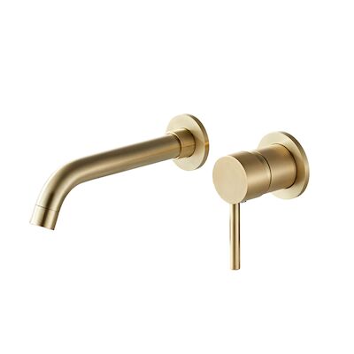 BWS Wastafelkraan Inbouw | Gold | Incl.Inbouwdeel | Geborsteld Messing | Mat Goud