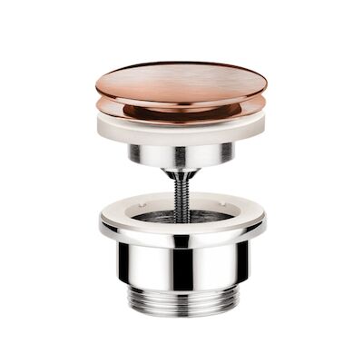 Clickwaste Hotbath Cobber Afvoerplug met Schroef Rond Geborsteld Koper Living Colours