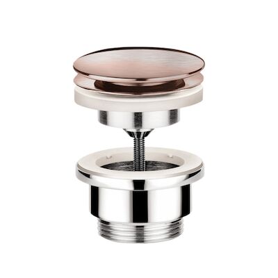Clickwaste Hotbath Cobber Afvoerplug met Schroef Rond Geborsteld Koper PVD