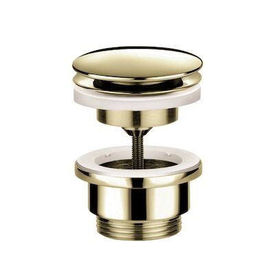 Clickwaste Hotbath Cobber Afvoerplug met Schroef Rond Gepolijst Messing PVD