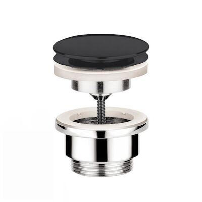 Clickwaste Hotbath Cobber Afvoerplug met Schroef Rond Mat Zwart
