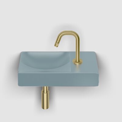 Clou Flush 3 Fontein Met Kraangat Rechts Mat Blauw Keramiek 36 cm