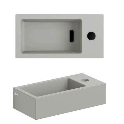Clou Flush 3 Fontein Met Kraangat Rechts Mat Grijs Keramiek 36 cm