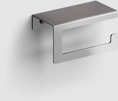 Clou Fold toiletrolhouder zonder klep met planchet 14,7×7,5×7,5cm geborsteld RVS