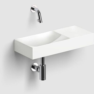 Clou Vale Fontein Zonder Kraangat Met Geïntegreerde Afvoer Wit Mat Keramiek 45 cm