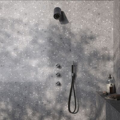 Complete Thermostatische Douche InBouwSet Hotbath Archie Met 2 stopkranen En Beam Geborsteld Gunmetal PVD