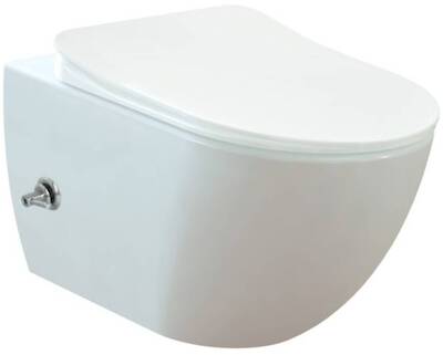 Creavit Design randloos hangtoilet met RVS bidetkraan excl. toiletbril wit