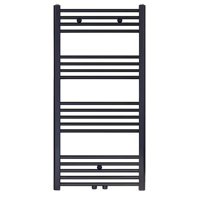 Designradiator BWS Nile Gobi 110x60cm Geborsteld Mat Zwart Midden/zij-aansluiting