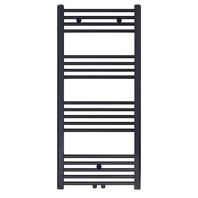 Designradiator BWS Nile Gobi 120x40cm Geborsteld Mat Zwart midden/zij-aansluiting