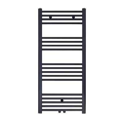 Designradiator BWS Nile Gobi 120x50cm Geborsteld Mat Zwart midden/zij-aansluiting