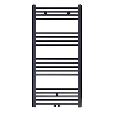 Designradiator BWS Nile Gobi 120x60cm Geborsteld Mat Zwart Midden Onderaansluiting