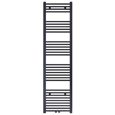 Designradiator BWS Nile Gobi 180×40 cm Geborsteld Mat Zwart Midden/zij-aansluiting