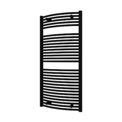 Designradiator BWS Odro Gebogen met Zijaansluiting 119,6×58,5 cm 804 Watt Mat Zwart