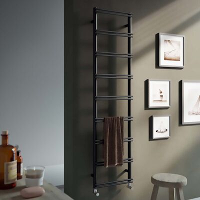 Designradiator Instamat Emma 160 Elektrisch 166,7×40 cm Incl. Wandconsole Soft Mat Zwart