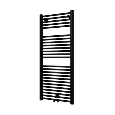 Designradiator Plieger Palmyra 580 Watt Midden- of Zijaansluiting 117,5×50 cm Zwart