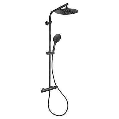 Differnz Regendouche | Thermoline | 25cm Stortdouche met handdouche | Opbouw | Mat Zwart