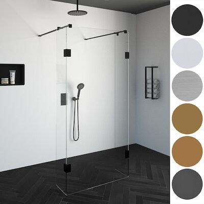 Doorloopdouche Compleet Just Creating Profielloos 120×200 cm 120/30/30 Mat Zwart
