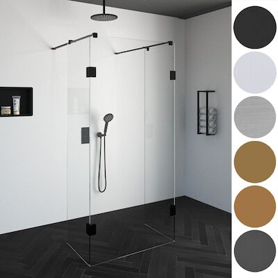 Doorloopdouche Compleet Just Creating Profielloos 140×200 cm 140/50/50 Goud