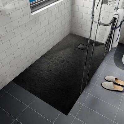 Douchebak BWS Naxos SMC 120×90 cm Stone-look Mat Zwart