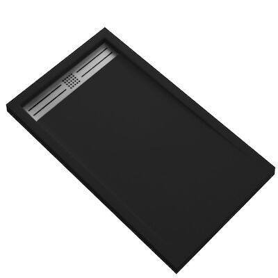 Douchebak BWS Renovi 160x90x3 cm Composietsteen Mat Zwart