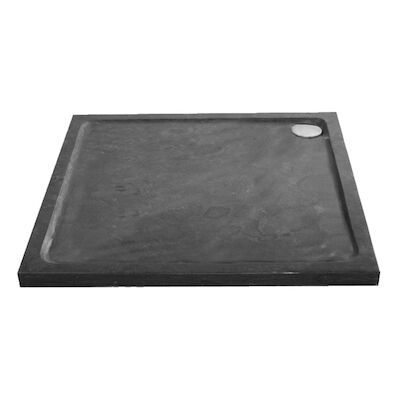 Douchebak Natuursteen Sanilux Jory 90x90x4cm Vierkant Zwart/bruin