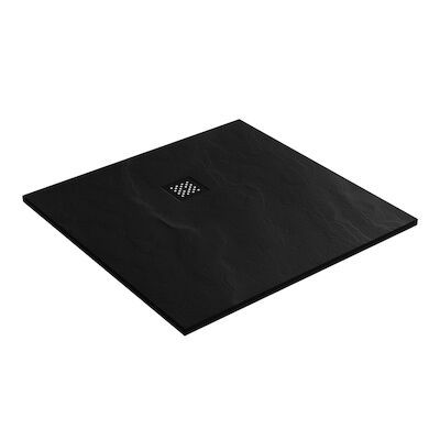 Douchebak Sanitop Just Creating Relievo Crag 100×100 cm Mat Zwart