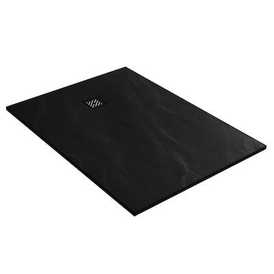 Douchebak Sanitop Just Creating Relievo Crag 100×140 cm Mat Zwart