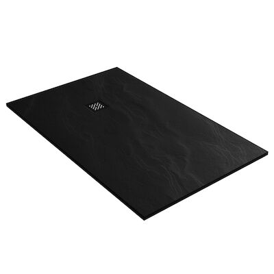 Douchebak Sanitop Just Creating Relievo Crag 100×160 cm Mat Zwart