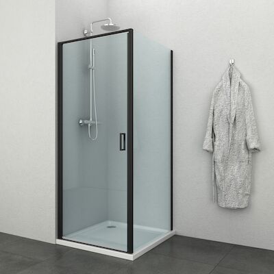 Douchecabine Allibert Loft-Game 90x90x200 cm 8mm Gelakt Aluminium Industrieel Zwart Transparant