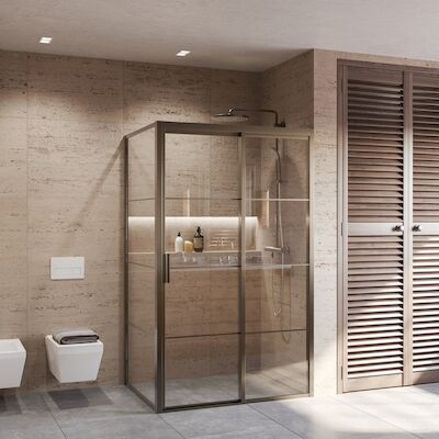 Douchecabine BWS Frame Wand + Deur Gunmetal (alle maten)