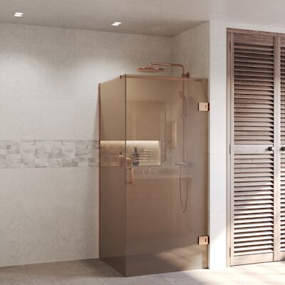 Douchecabine BWS Portos Profielloos Geborsteld Brons, Brons Glas 8 mm Nano Coating (Alle Maten)