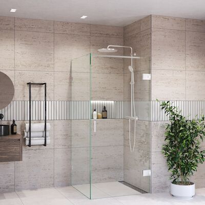 Douchecabine BWS Portos Profielloos RVS Look Helder Glas 8 mm Nano Coating (Alle Maten)