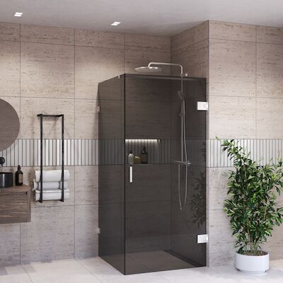 Douchecabine BWS Portos Profielloos RVS Look Rookglas 8 mm Nano Coating (Alle Maten)