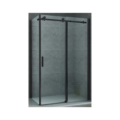 Douchecabine BWS Rocta Schuifdeur incl Zijwand 8 mm Glas Mat Zwart (Alle maten)