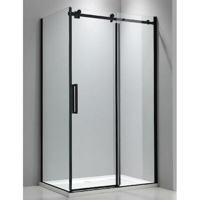 Douchecabine BWS Rollo 140 cm 8 mm NANO Glas Mat Zwart