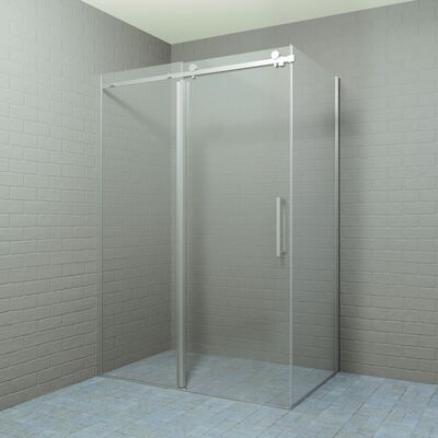 Douchecabine BWS Rollo Schuifdeur 140×80/90 cm 8 mm Nano coating RVS Look