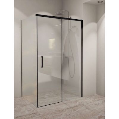 Douchecabine BWS Rollo Soft Close 120×80/90 cm 8 mm NANO Glas Mat Zwart