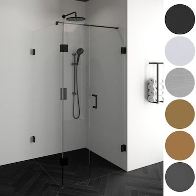 Douchecabine Compleet Just Creating Profielloos 3-Delig Dubbel Draaibaar 90×90 cm RVS